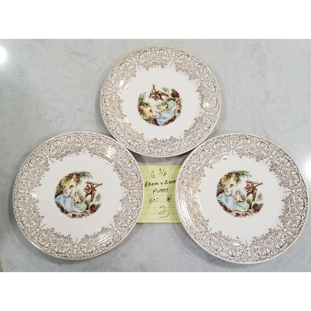 American Limoges 6 3/8 bread & butter plate–Triumph China d’Or 22K Set of 3
